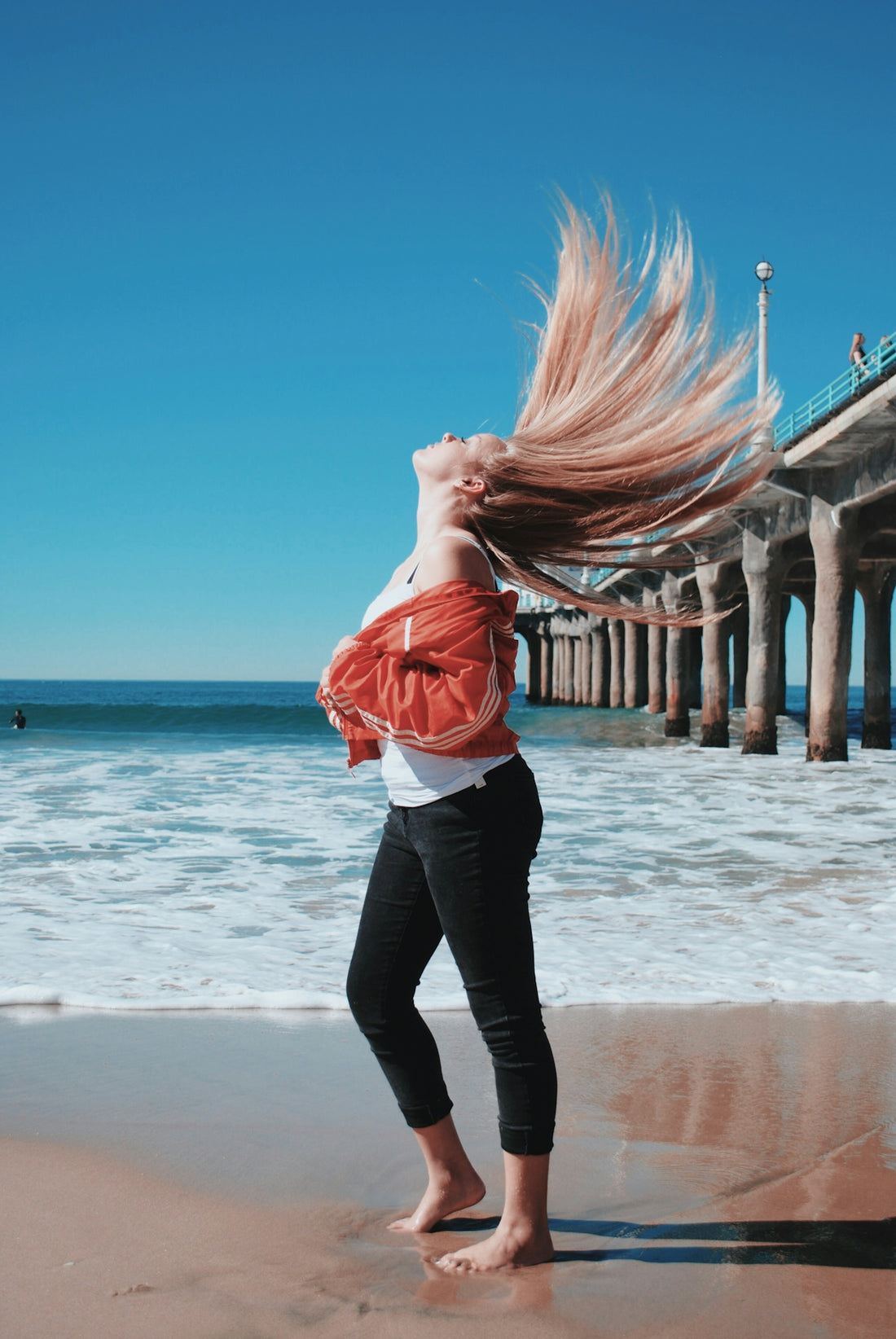 woman flipping her hair