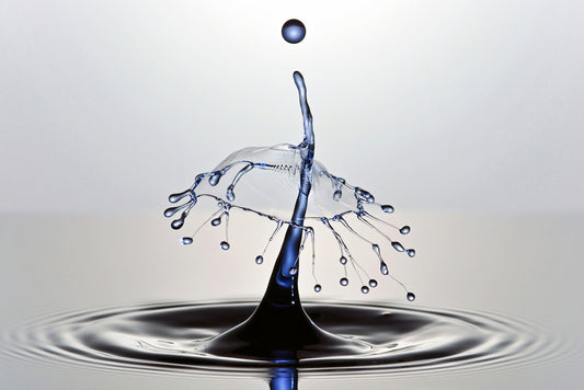 A water drop creates a beautiful shape.