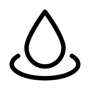 Black water droplet symbol on a white background